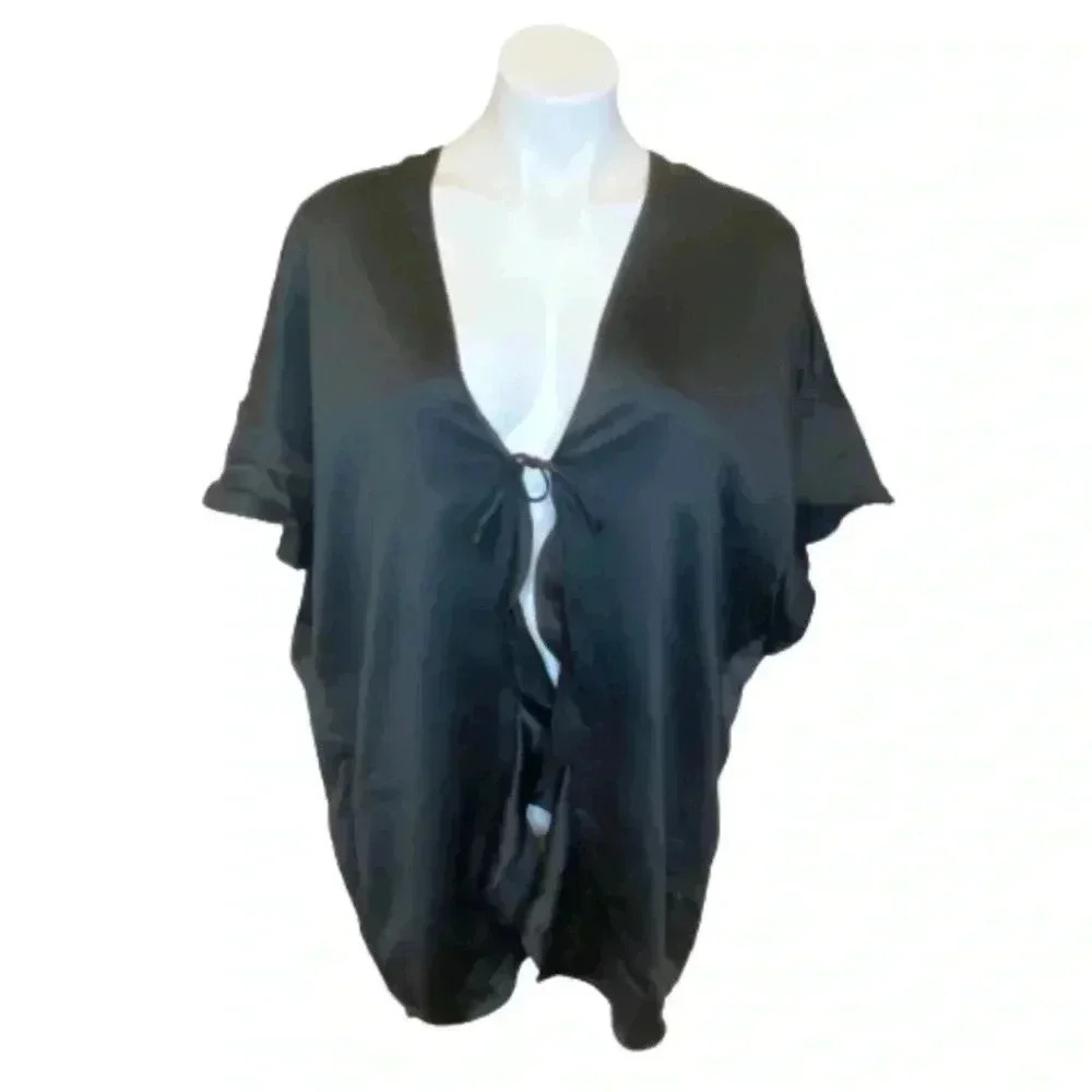 Victoria’s Secret sexy black robe kimono one size pajama style blouse valentines